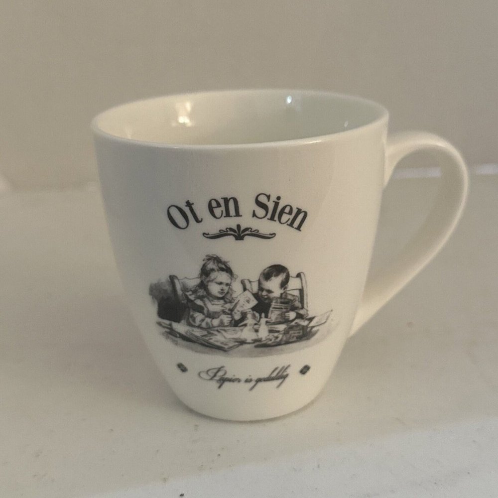 OT EN SIEN “Papier is geduldig” white Coffee Mug Or Teacup Extremely Rare Dutch